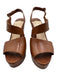 Prada Shoe Size 37.5 Cognac Brown Leather Slingback Platform Wedges Cognac Brown / 37.5