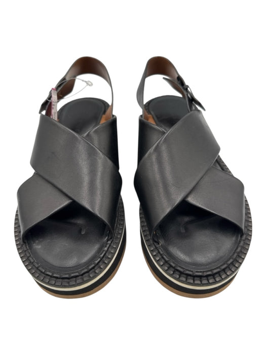 Clergerie Shoe Size 38 Black Leather Upper Foam Criss Cross Slingback Sandals Black / 38