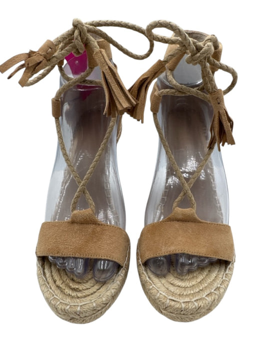 Joie Shoe Size 37.5 Tan & beige Suede Braided lace up Espadrille Wedges Tan & beige / 37.5