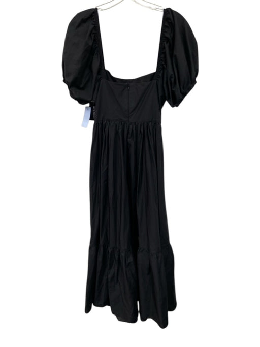 Matteau Size 2 Black Cotton Short Puff Sleeve Maxi Tiered Darted Dress Black / 2