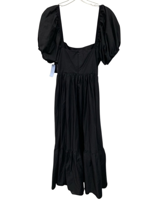 Matteau Size 2 Black Cotton Short Puff Sleeve Maxi Tiered Darted Dress Black / 2