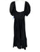 Matteau Size 2 Black Cotton Short Puff Sleeve Maxi Tiered Darted Dress Black / 2