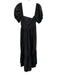 Matteau Size 2 Black Cotton Short Puff Sleeve Maxi Tiered Darted Dress Black / 2