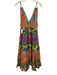 Farm Rio Size Small Blue, Orange, Red Cotton Sleeveless Mixed Print Tiered Dress Blue, Orange, Red / Small
