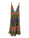 Farm Rio Size Small Blue, Orange, Red Cotton Sleeveless Mixed Print Tiered Dress Blue, Orange, Red / Small