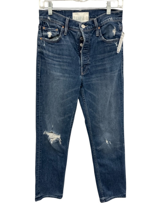 Mother Superior Size 27 Dark Wash Cotton Denim High Rise Distressed Jeans Dark Wash / 27