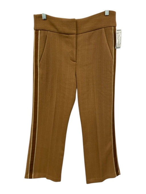 Veronica Beard Size 4 Tan Brown Polyester Blend Mid Rise Herringbone Pants Tan Brown / 4