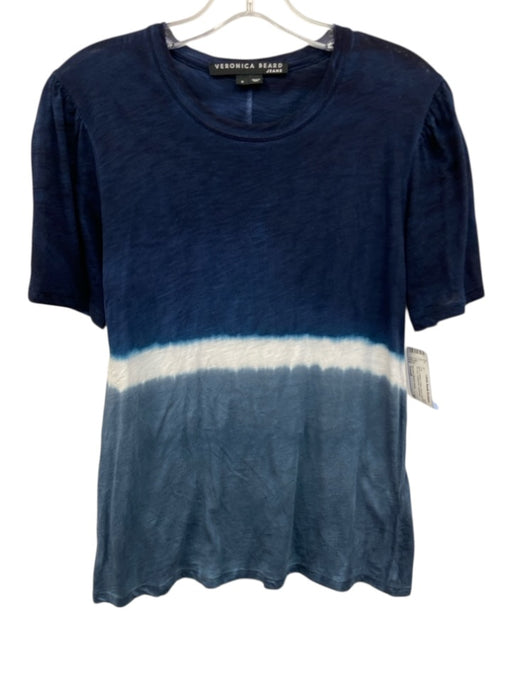 Veronica Beard Jeans Size Small Blue & White Cotton Short Puff Sleeve Top Blue & White / Small