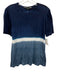 Veronica Beard Jeans Size Small Blue & White Cotton Short Puff Sleeve Top Blue & White / Small