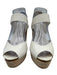 Pedro Garcia Shoe Size 37.5 white & tan Leather Upper Velcro Woven Wedges white & tan / 37.5