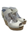 Pedro Garcia Shoe Size 37.5 white & tan Leather Upper Velcro Woven Wedges white & tan / 37.5