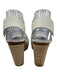 Pedro Garcia Shoe Size 37.5 white & tan Leather Upper Velcro Woven Wedges white & tan / 37.5