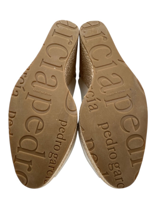 Pedro Garcia Shoe Size 37.5 white & tan Leather Upper Velcro Woven Wedges white & tan / 37.5