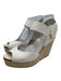 Pedro Garcia Shoe Size 37.5 white & tan Leather Upper Velcro Woven Wedges white & tan / 37.5