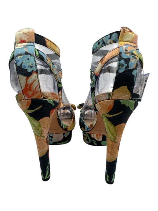Loeffler Randall Shoe Size 7.5 Black, Orange, Blue Leather & Textile Sandals Black, Orange, Blue / 7.5