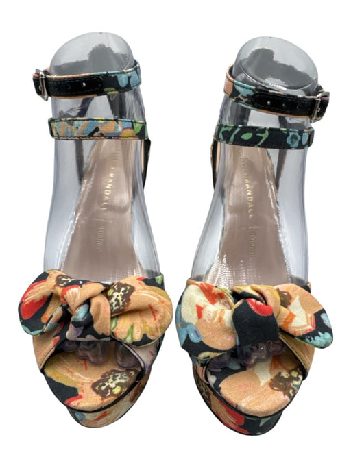 Loeffler Randall Shoe Size 7.5 Black, Orange, Blue Leather & Textile Sandals Black, Orange, Blue / 7.5