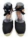 Castaner Shoe Size 38 Black & Beige Canvas & Raffia Ankle Wrap Wedge Espadrille Black & Beige / 38