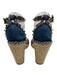Valentino Garavani Shoe Size 37 Dark Wash Leather & Textile Toe Strap Espadrille Dark Wash / 37