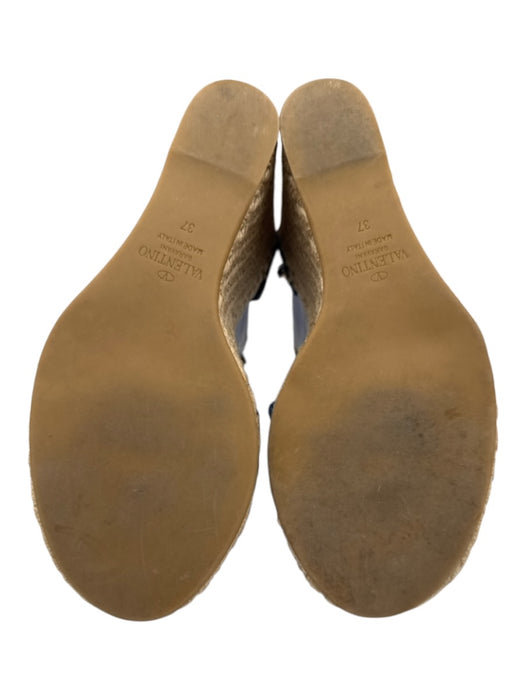 Valentino Garavani Shoe Size 37 Dark Wash Leather & Textile Toe Strap Espadrille Dark Wash / 37
