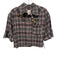 Cinq a Sept Size S Gray, Pink, Multi Cotton Plaid Short Sleeve Button Up Top Gray, Pink, Multi / S