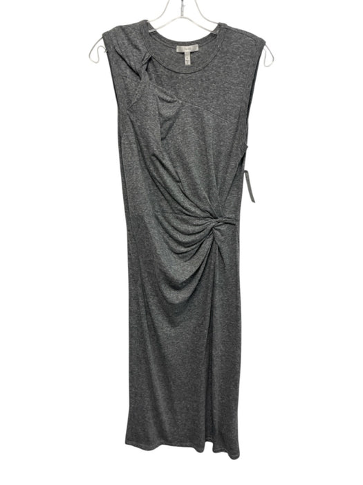 Joie Size S Gray Polyester & Cotton Heathered Sleeveless Gathered Twist Dress Gray / S
