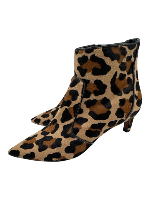 Aquatalia Shoe Size 7.5 Tan, Brown, Black Leather Pony Hair Side Zip Booties Tan, Brown, Black / 7.5
