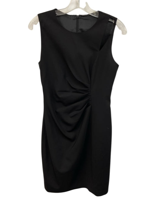 Elie Tahari Size 4 Black Wool Sleeveless Pleat Detail Knee length Dress Black / 4