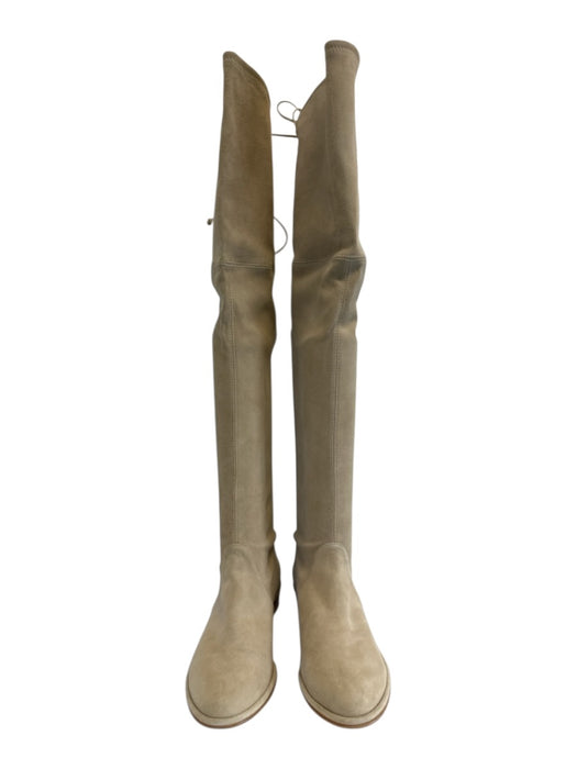 Stuart Weitzman Shoe Size 7.5 Beige Leather Upper Suede Tie Top Flat Boots Beige / 7.5