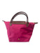 Longchamp Pink & Brown Nylon & Leather Double Top Handle Top Zip Foldable Bag Pink & Brown / S