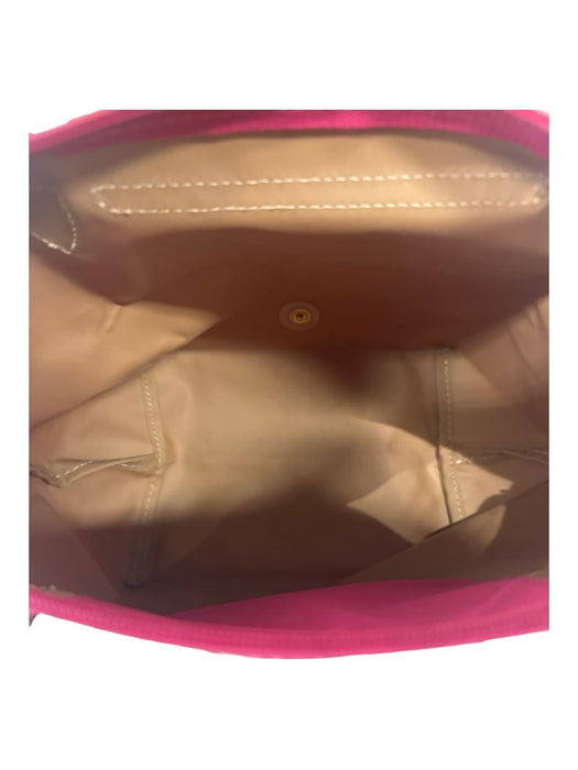 Longchamp Pink & Brown Nylon & Leather Double Top Handle Top Zip Foldable Bag Pink & Brown / S