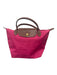 Longchamp Pink & Brown Nylon & Leather Double Top Handle Top Zip Foldable Bag Pink & Brown / S