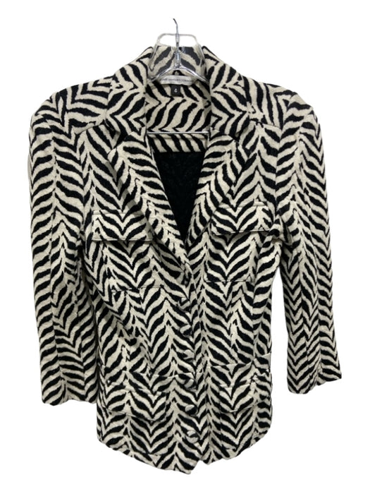 Diane Von Furstenberg Size 4 Cream & Black Cotton Zebra Print Blazer Set Cream & Black / 4