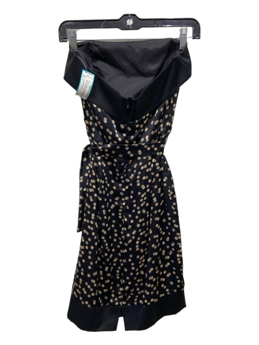 Elizabeth Wayman Size 2 Black & Peach Silk Polka Dot Strapless Above Knee Dress Black & Peach / 2