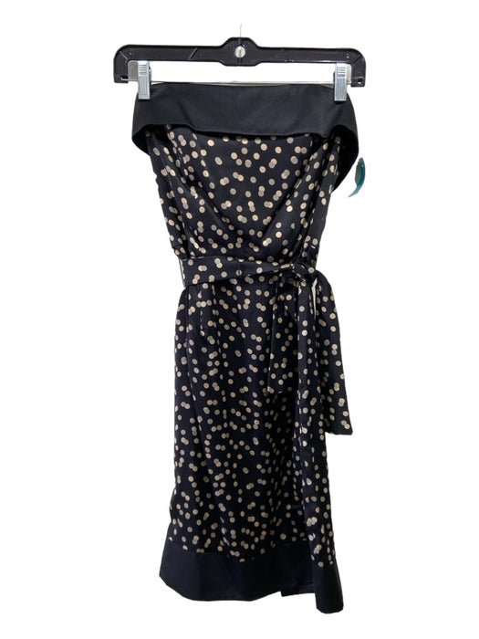 Elizabeth Wayman Size 2 Black & Peach Silk Polka Dot Strapless Above Knee Dress Black & Peach / 2