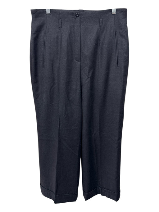 Escada Size M / 44 Black Wool pleat front Mid Rise Zip & Button Straight Pants Black / M / 44