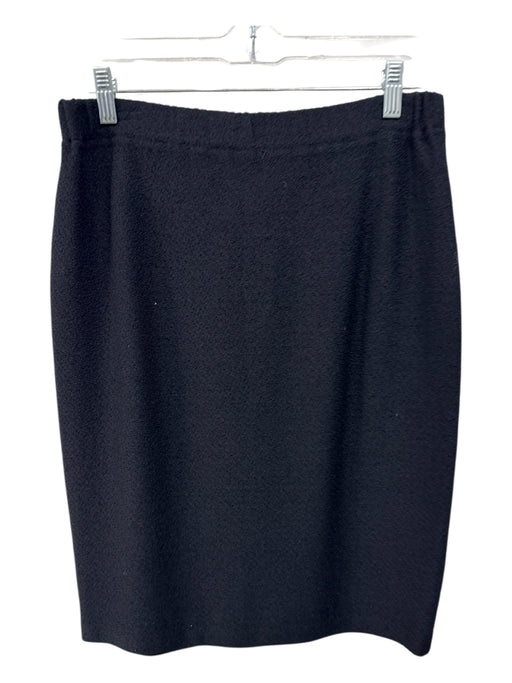 St John Size 10 Black Wool Blend Elastic Waist Knee Length Pencil Skirt Black / 10