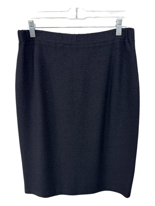 St John Size 10 Black Wool Blend Elastic Waist Knee Length Pencil Skirt Black / 10