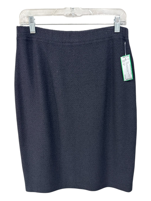 St John Size 10 Black Wool Blend Elastic Waist Knee Length Pencil Skirt Black / 10