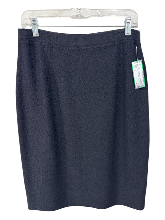 St John Size 10 Black Wool Blend Elastic Waist Knee Length Pencil Skirt Black / 10