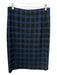 St John Size 8 Black & Blue Wool Blend Elastic Waist Plaid Above knee Skirt Black & Blue / 8
