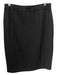 St John Size 12 Black Wool Blend Elastic Waist Ribbed Knee Length Pencil Skirt Black / 12