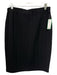 St John Size 12 Black Wool Blend Elastic Waist Ribbed Knee Length Pencil Skirt Black / 12