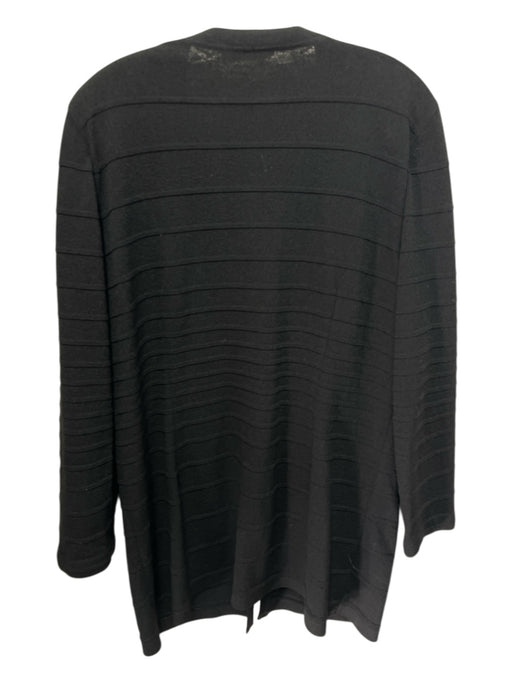 Escada Size M / 44 Black Wool Blend tonal stripe Shoulder Pads V Neck Cardigan Black / M / 44