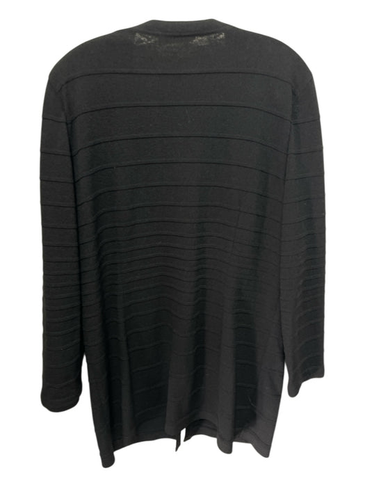 Escada Size M / 44 Black Wool Blend tonal stripe Shoulder Pads V Neck Cardigan Black / M / 44