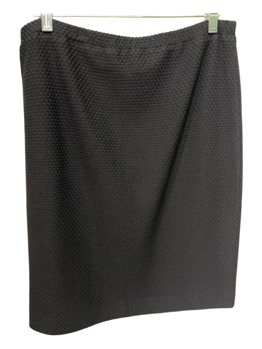 St John Collection Size 12 Black Wool Blend Textured Elastic Waist Pencil Skirt Black / 12