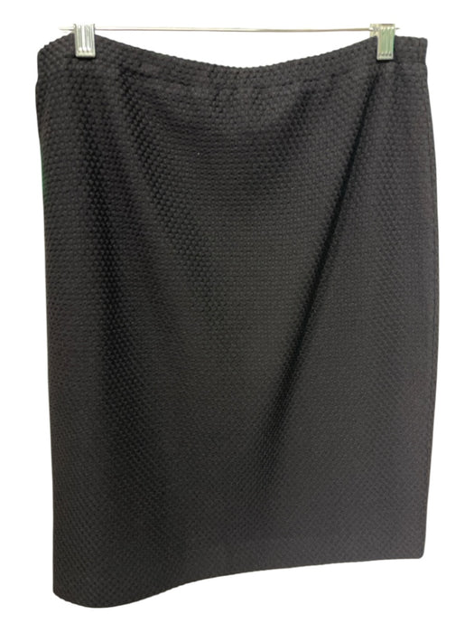 St John Collection Size 12 Black Wool Blend Textured Elastic Waist Pencil Skirt Black / 12