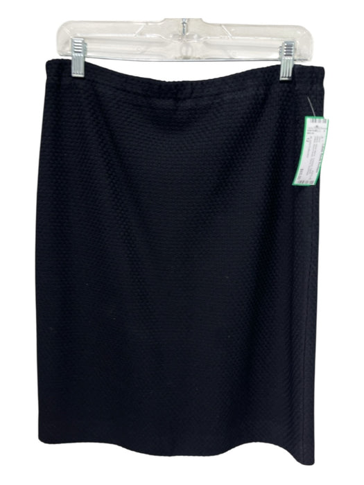 St John Collection Size 12 Black Wool Blend Textured Elastic Waist Pencil Skirt Black / 12