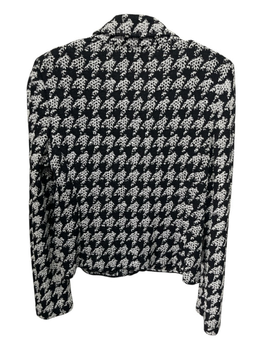 St John Boutique Size 6 Black & White Wool Blend Tweed Houndstooth Blazer Jacket Black & White / 6