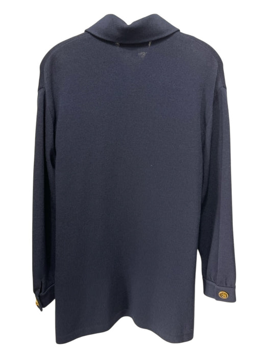 St John Collection Size P Navy Blue Wool Blend gold tone button Collared Jacket Navy Blue / P