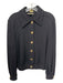 St John Basics Size M Black Wool Blend Knit Gold Tone Hardware Collar Jacket Black / M